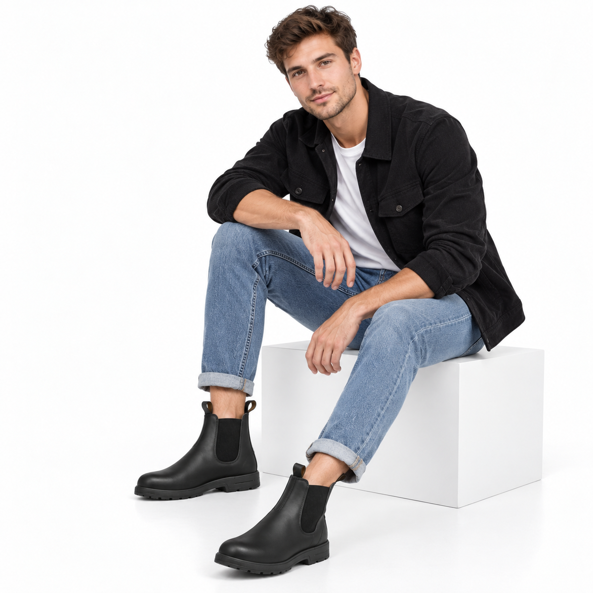 Chelsea Stiefel mit Synthetik-Obermaterial | Slip-On Design | Elastische Seiteneinsätze