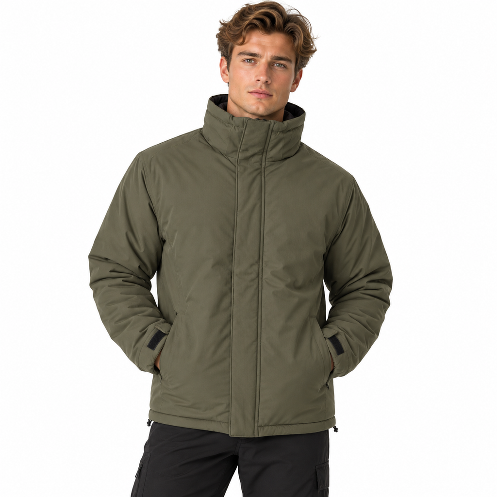 Wendbare Herrenjacke | Hoher Kragen & Kordelzüge | Packbares Reißverschlussdesign