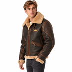 Herren PU-Bikerjacke | Kunstfellkragen | Reißverschluss & Polyesterfutter für Winter