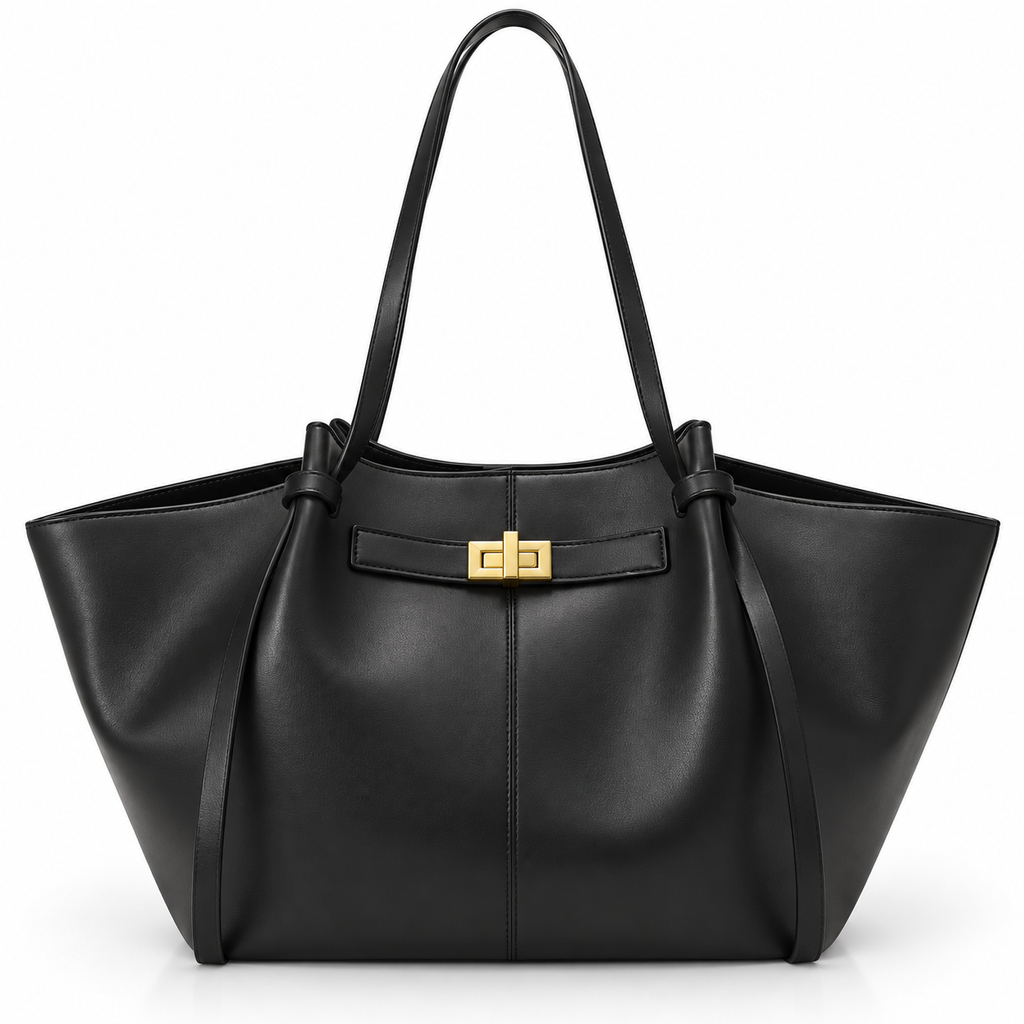 Damen Tote Bag aus PU | Reißverschluss & Polyesterfutter | Goldfarbene Details