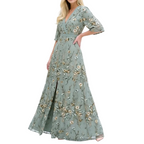 Floral V-Ausschnitt A-Linie Maxikleid - Boho Maxikleid