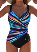 Damen Einteiler Badeanzug | Spandex & Polyester mit Herausnehmbaren Pads | Blumenprint mit Breiten Trägern für Strand & Schwimmen | Novera