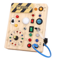 Holz Sensorik Busy Board | LED-Lichter mit Schaltern & Tasten | Tragbares Activity Board für Kleinkinder Zuhause & Unterwegs | Novera