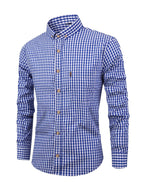 Kariertes Herrenhemd - Langarm Business Casual Hemd aus Baumwolle