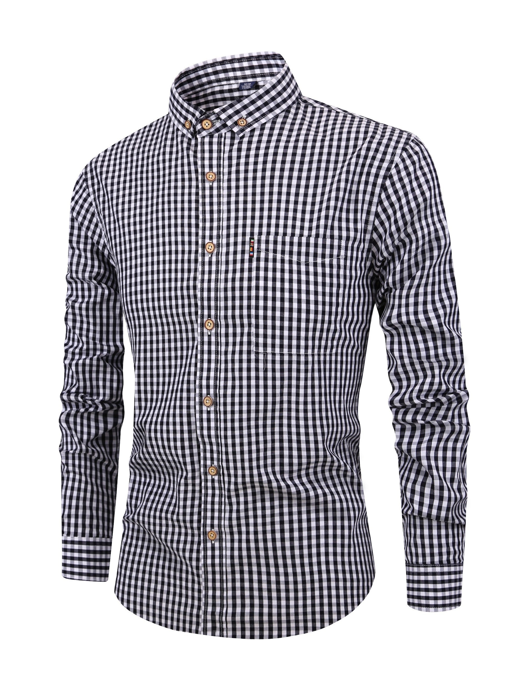 Kariertes Herrenhemd - Langarm Business Casual Hemd aus Baumwolle