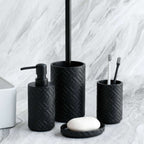 4-teiliges Badzubehör-Set | Resin | Seifenspender, Halter, Becher & Seifenschale