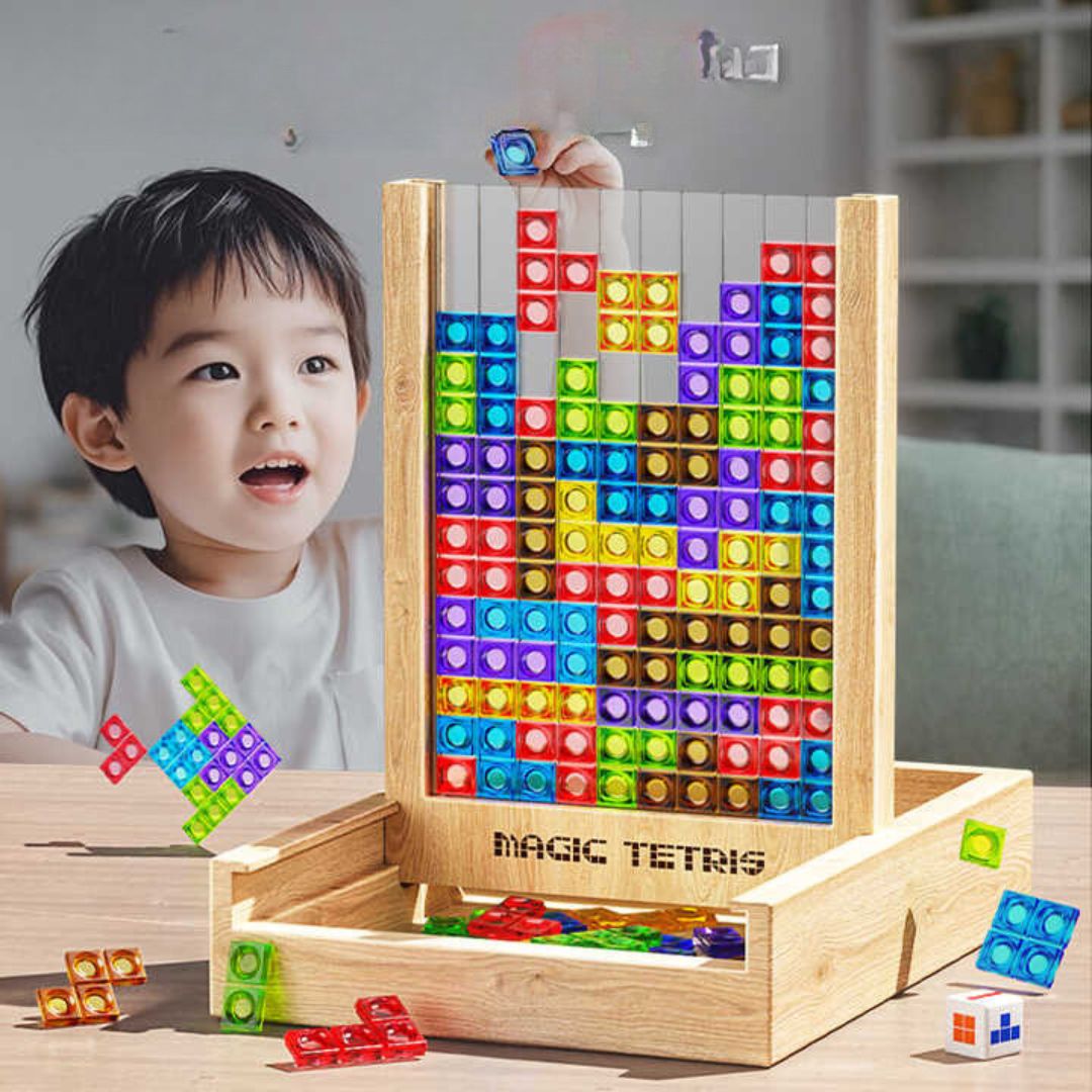 Holz Baustein Puzzle Set - Konstruktionsspielzeug aus ABS und Holz