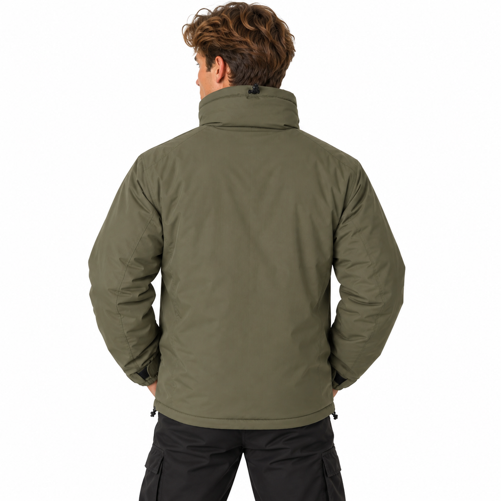 Wendbare Herrenjacke | Hoher Kragen & Kordelzüge | Packbares Reißverschlussdesign