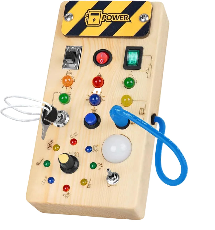 Holz Sensorik Busy Board LED Spielzeug - Activity Board für Kleinkinder