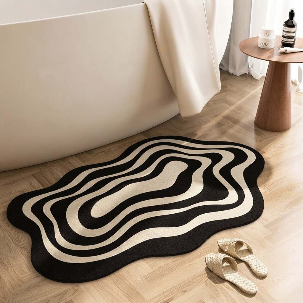 Badematte aus Polyester | Saugfähige Stoffoberfläche | Maschinenwaschbare Badezimmermatte