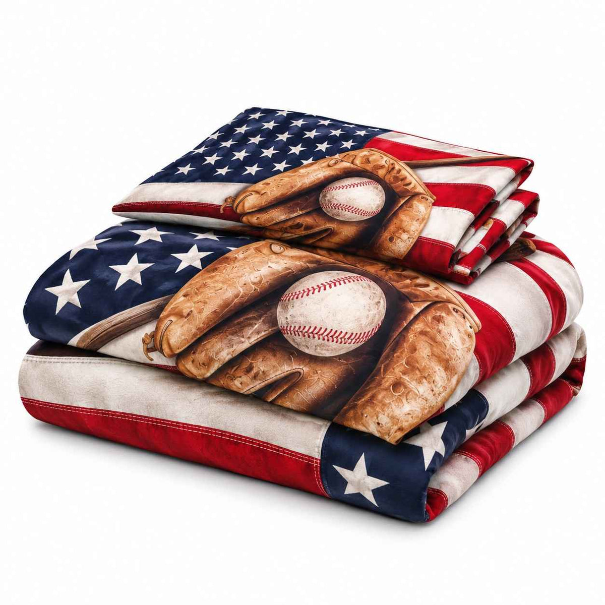 Baseball-Bettwäsche für Kinder | Mischung mit Sportmotiv | Dreiteiliges Set mit Kissenbezügen