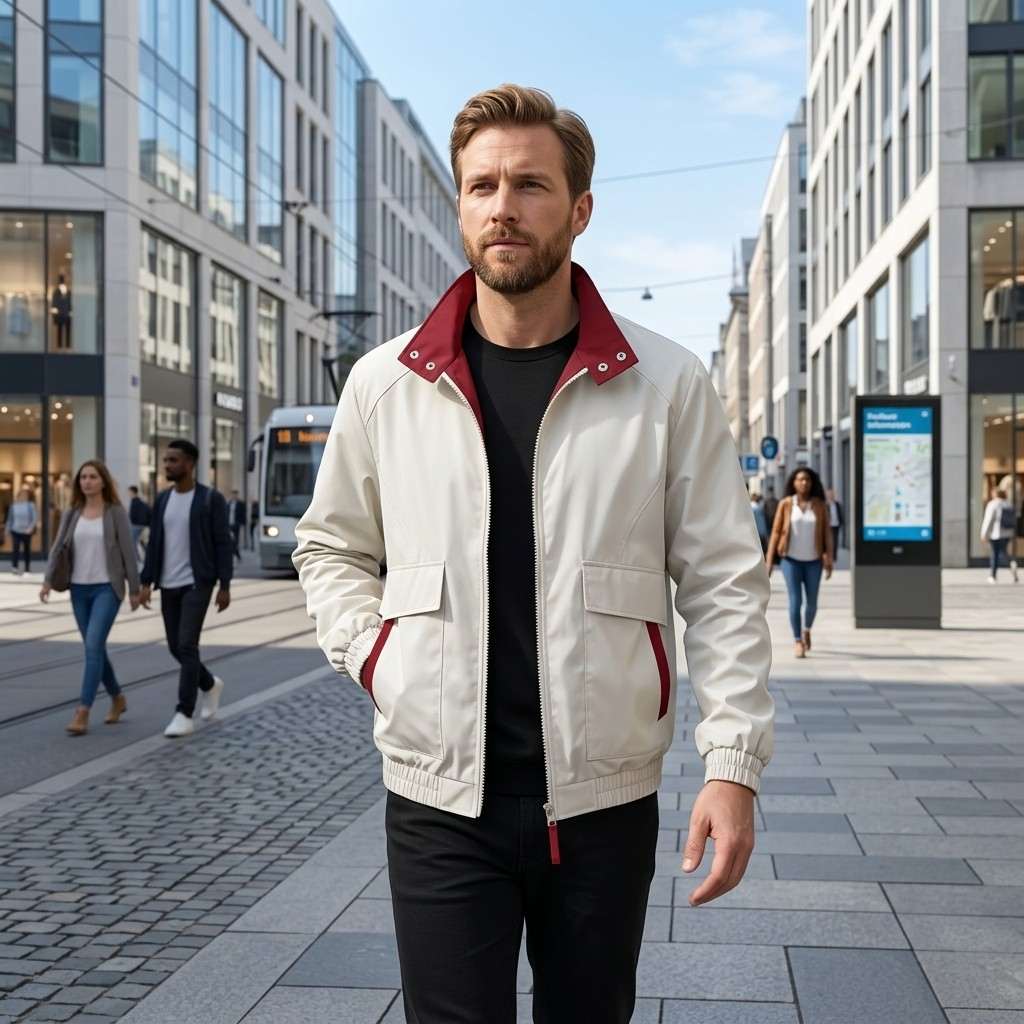 Bomberjacke mit Stehkragen | Lockere Passform & Frontreißverschluss | Elastische Bündchen & Taschen