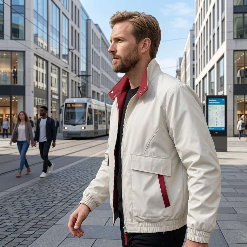 Bomberjacke mit Stehkragen | Lockere Passform & Frontreißverschluss | Elastische Bündchen & Taschen