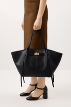 Minimalistische Tote Bag - PU Schultertasche mit Reißverschluss