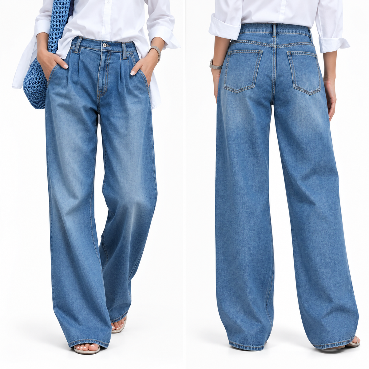 Damen Jeans aus 100% Baumwolle | Lockere Passform | Gerades Bein & Mittelhohe Taille