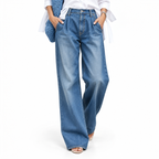 Damen Jeans aus 100% Baumwolle | Lockere Passform | Gerades Bein & Mittelhohe Taille