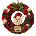 DIY-Weihnachtskranz-Bastelset | 3D-Stoffdesign | Türdekoration mit Weihnachtsmann, Rentier & Schneemann