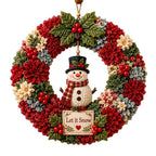 DIY-Weihnachtskranz-Bastelset | 3D-Stoffdesign | Türdekoration mit Weihnachtsmann, Rentier & Schneemann