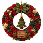 DIY-Weihnachtskranz-Bastelset | 3D-Stoffdesign | Türdekoration mit Weihnachtsmann, Rentier & Schneemann