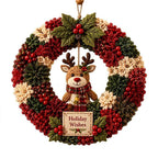 DIY-Weihnachtskranz-Bastelset | 3D-Stoffdesign | Türdekoration mit Weihnachtsmann, Rentier & Schneemann