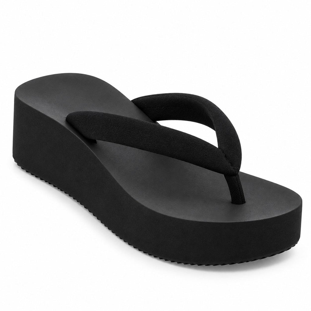 Damen-Flip-Flops mit Keilabsatz | Leichte EVA-Sohle & PU-Riemen | Offene Slip-On-Sandalen für den Sommer