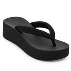 Damen-Flip-Flops mit Keilabsatz | Leichte EVA-Sohle & PU-Riemen | Offene Slip-On-Sandalen für den Sommer