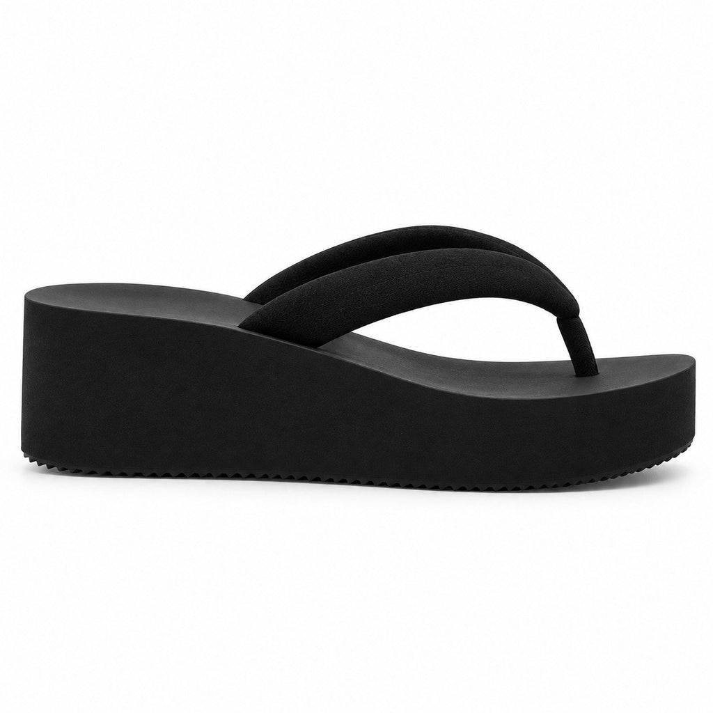 Damen-Flip-Flops mit Keilabsatz | Leichte EVA-Sohle & PU-Riemen | Offene Slip-On-Sandalen für den Sommer