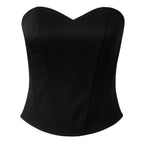Damen-Korsett-Top mit Satinoberfläche | Strukturiertes Bustier-Design | Ärmelloses Longline-Top mit Reißverschluss