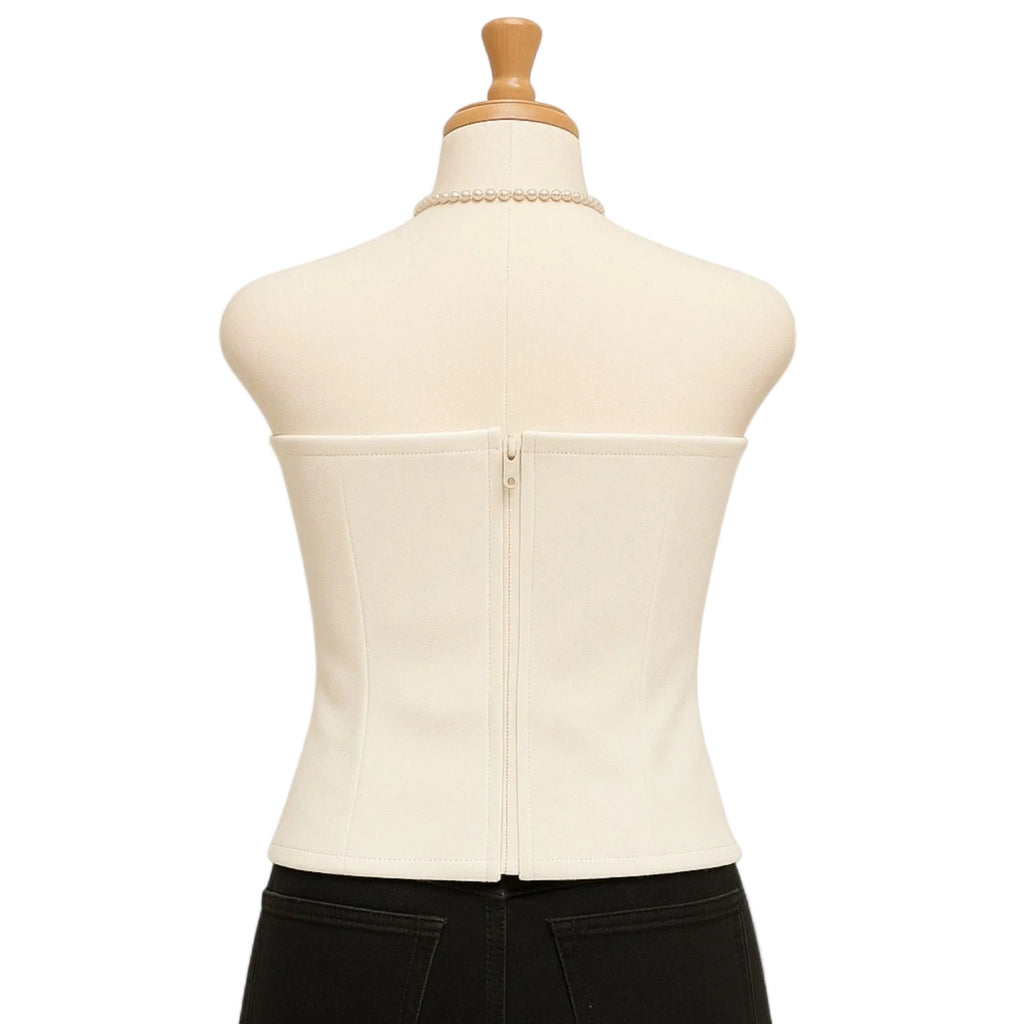 Damen-Korsett-Top mit Satinoberfläche | Strukturiertes Bustier-Design | Ärmelloses Longline-Top mit Reißverschluss