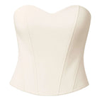Damen-Korsett-Top mit Satinoberfläche | Strukturiertes Bustier-Design | Ärmelloses Longline-Top mit Reißverschluss