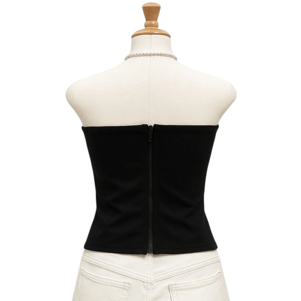 Damen-Korsett-Top mit Satinoberfläche | Strukturiertes Bustier-Design | Ärmelloses Longline-Top mit Reißverschluss