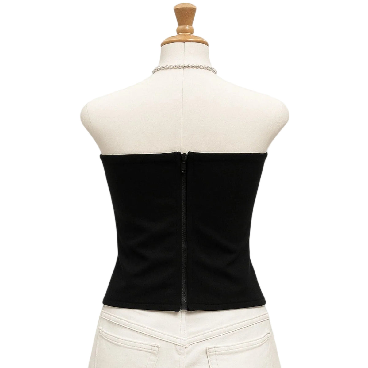 Damen-Korsett-Top mit Satinoberfläche | Strukturiertes Bustier-Design | Ärmelloses Longline-Top mit Reißverschluss