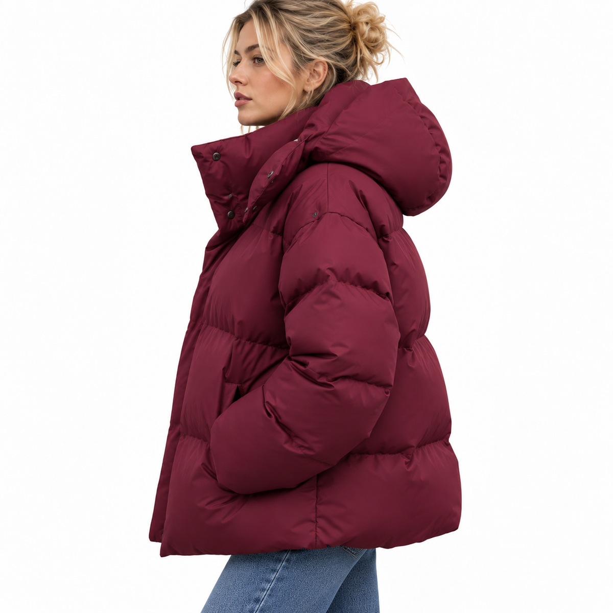 Damen-Pufferjacke | Steppdesign mit isolierender Füllung | Hoher Kragen & Reißverschlusstaschen