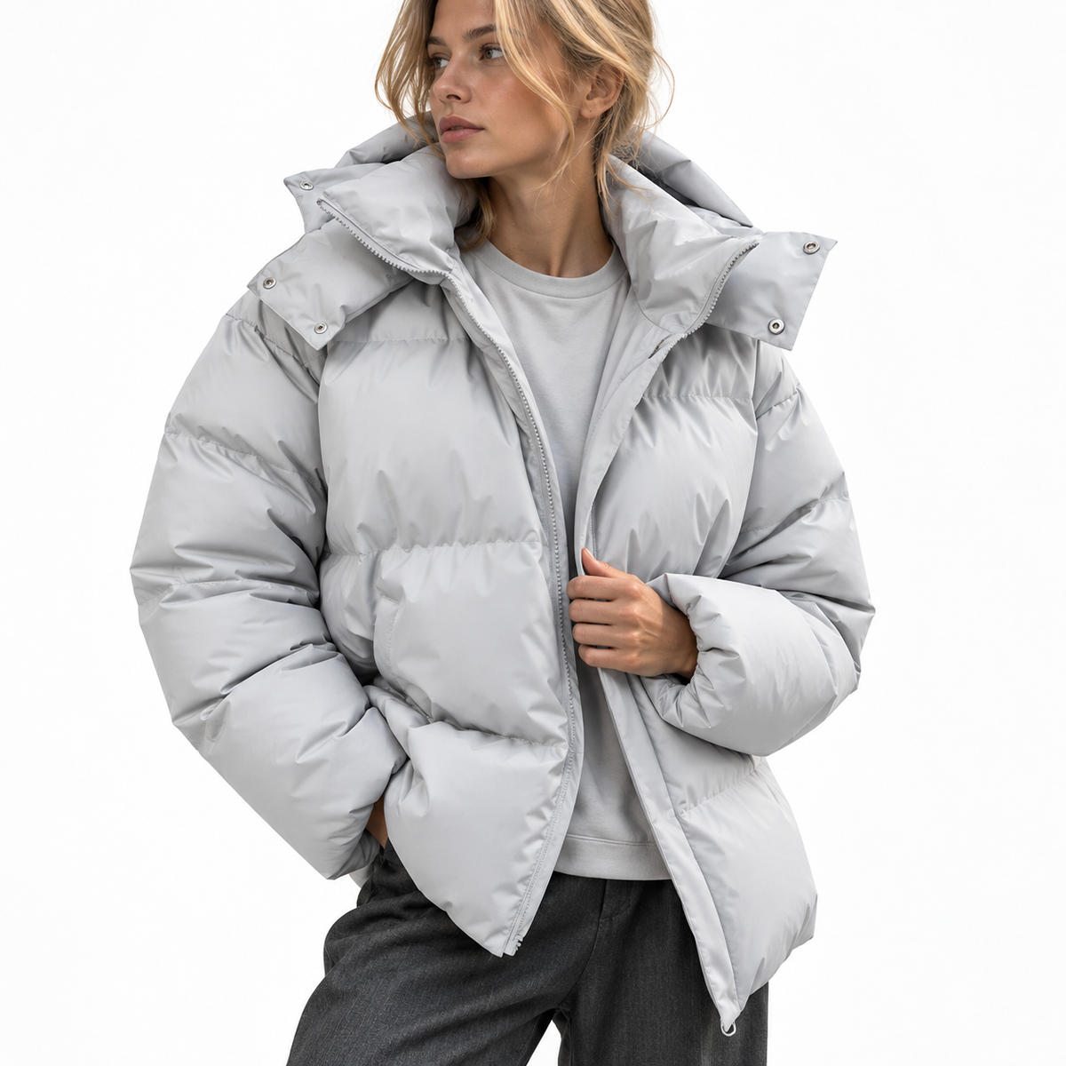 Damen-Pufferjacke | Steppdesign mit isolierender Füllung | Hoher Kragen & Reißverschlusstaschen