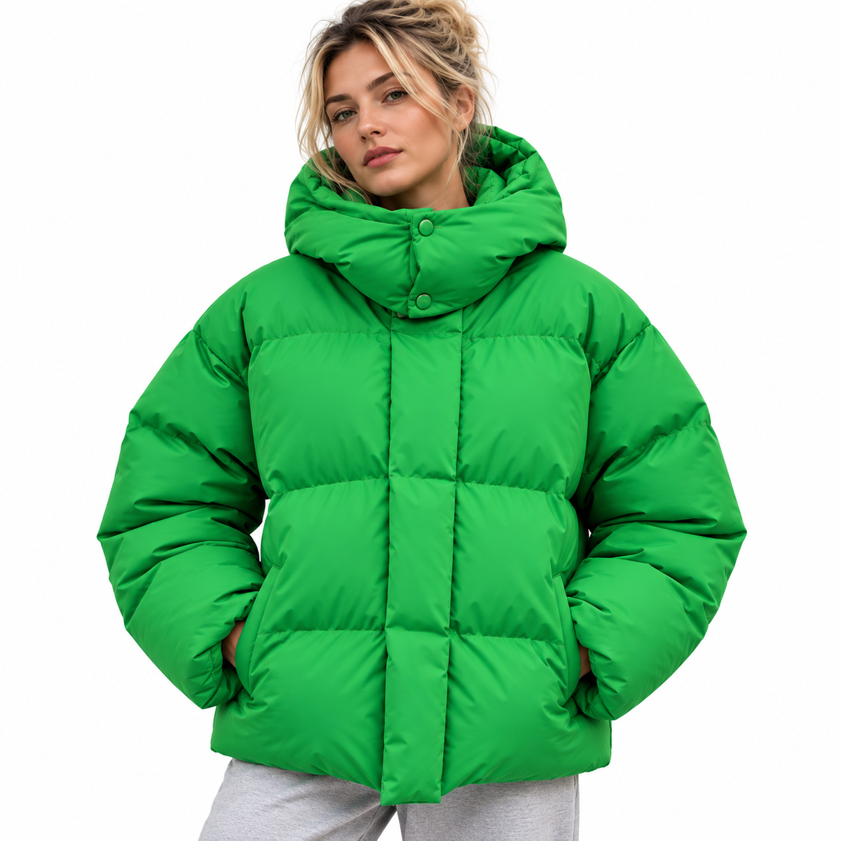 Damen-Pufferjacke | Steppdesign mit isolierender Füllung | Hoher Kragen & Reißverschlusstaschen