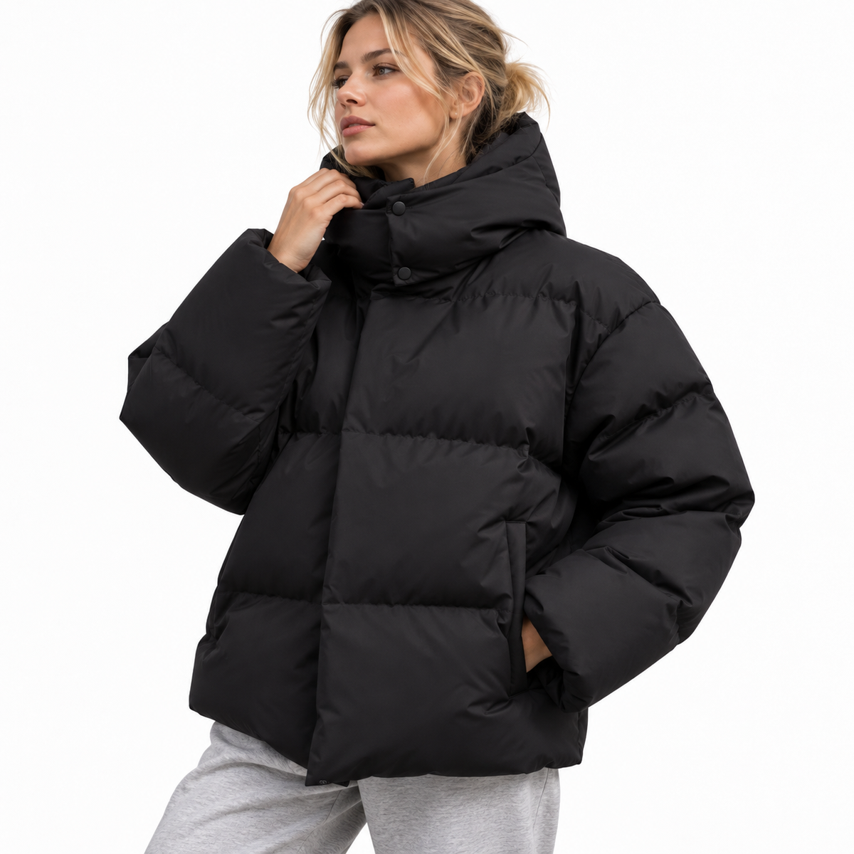 Damen-Pufferjacke | Steppdesign mit isolierender Füllung | Hoher Kragen & Reißverschlusstaschen