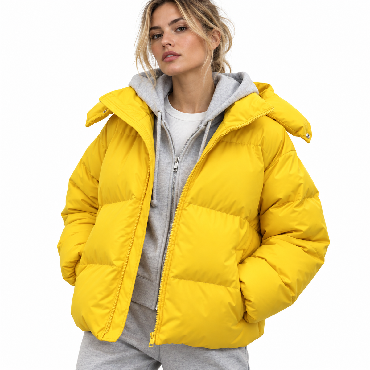 Damen-Pufferjacke | Steppdesign mit isolierender Füllung | Hoher Kragen & Reißverschlusstaschen