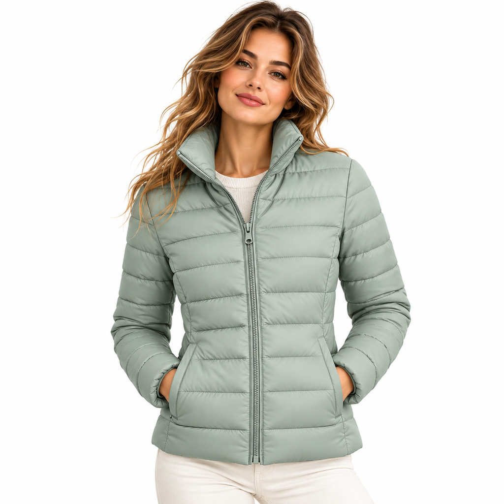 Damen-Steppjacke | Leichtes Polyester & Stehkragen | Figurbetonter Schnitt für Übergangszeiten  Beschreibung