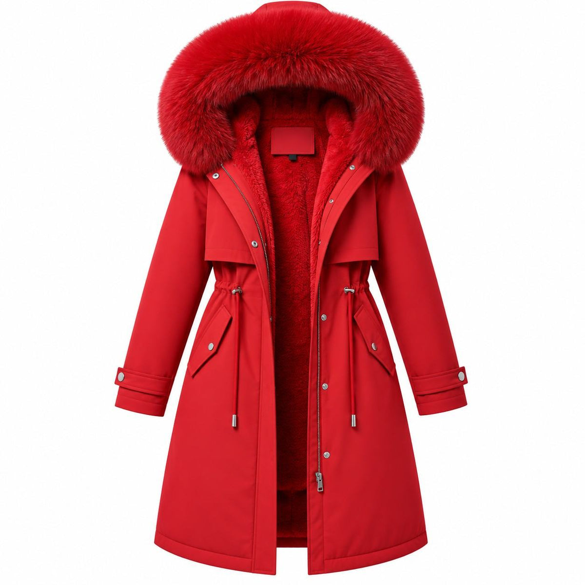 Damen-Winterjacke mit Kapuze | Polyester & Reißverschluss | Verstellbare Ärmelbündchen