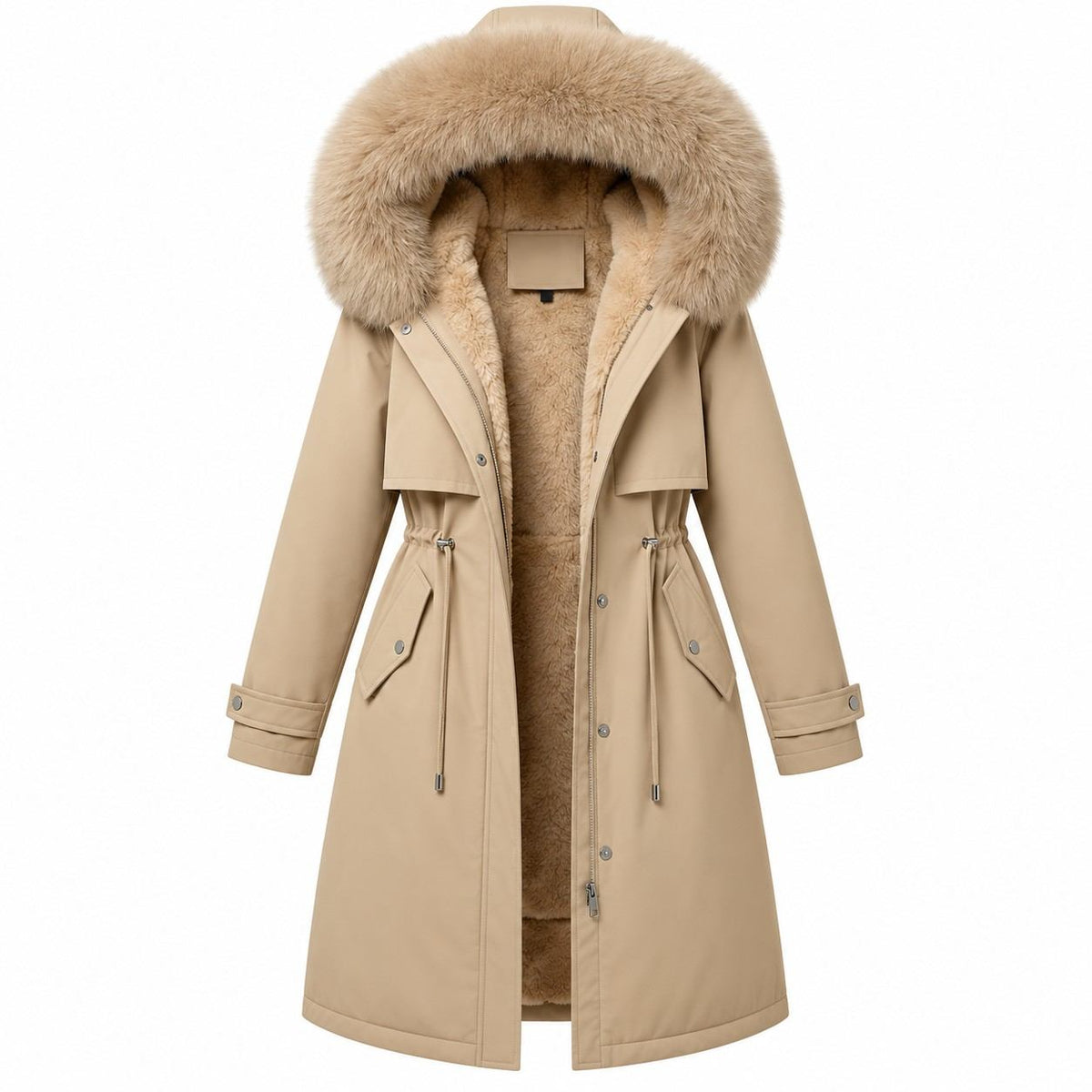 Damen-Winterjacke mit Kapuze | Polyester & Reißverschluss | Verstellbare Ärmelbündchen
