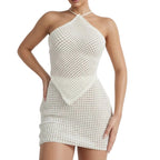 Damen-Zweiteiler mit Neckholder-Top | Baumwollmischung & passender Rock | Sommer-Set für Urlaub und Alltag