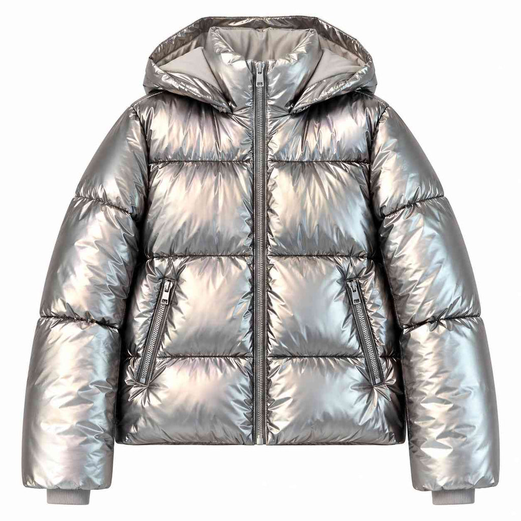 Damen Baumwolljacke mit Kapuze | Anorak-inspiriertes Design | Winterjacke in Schwarz und Weiß