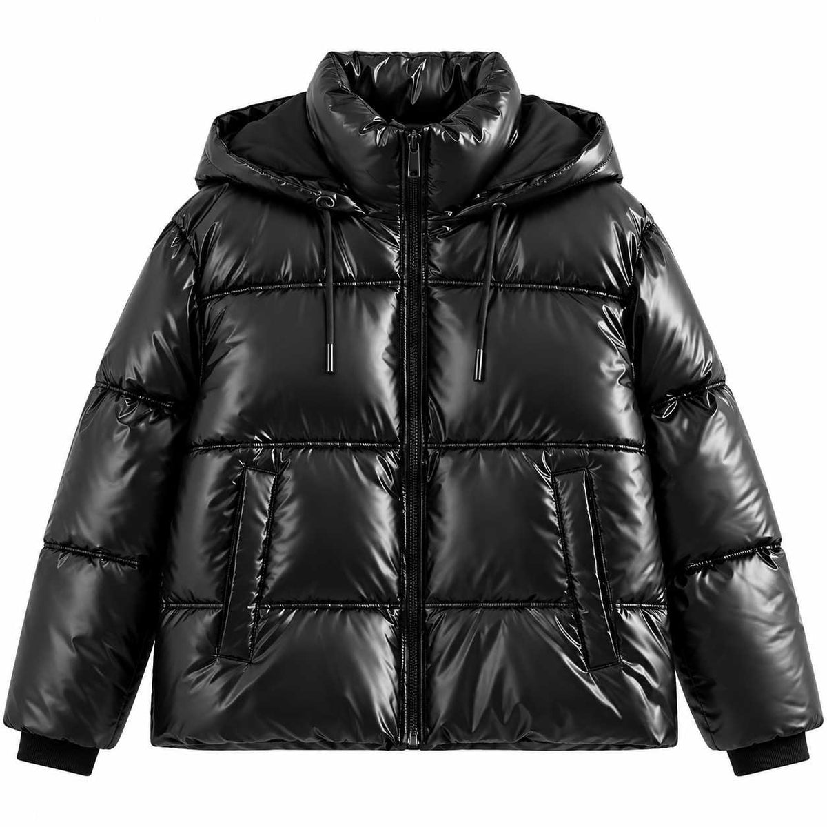 Damen Baumwolljacke mit Kapuze | Anorak-inspiriertes Design | Winterjacke in Schwarz und Weiß