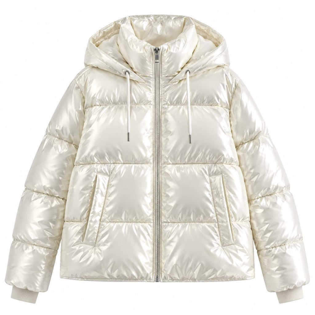 Damen Baumwolljacke mit Kapuze | Anorak-inspiriertes Design | Winterjacke in Schwarz und Weiß