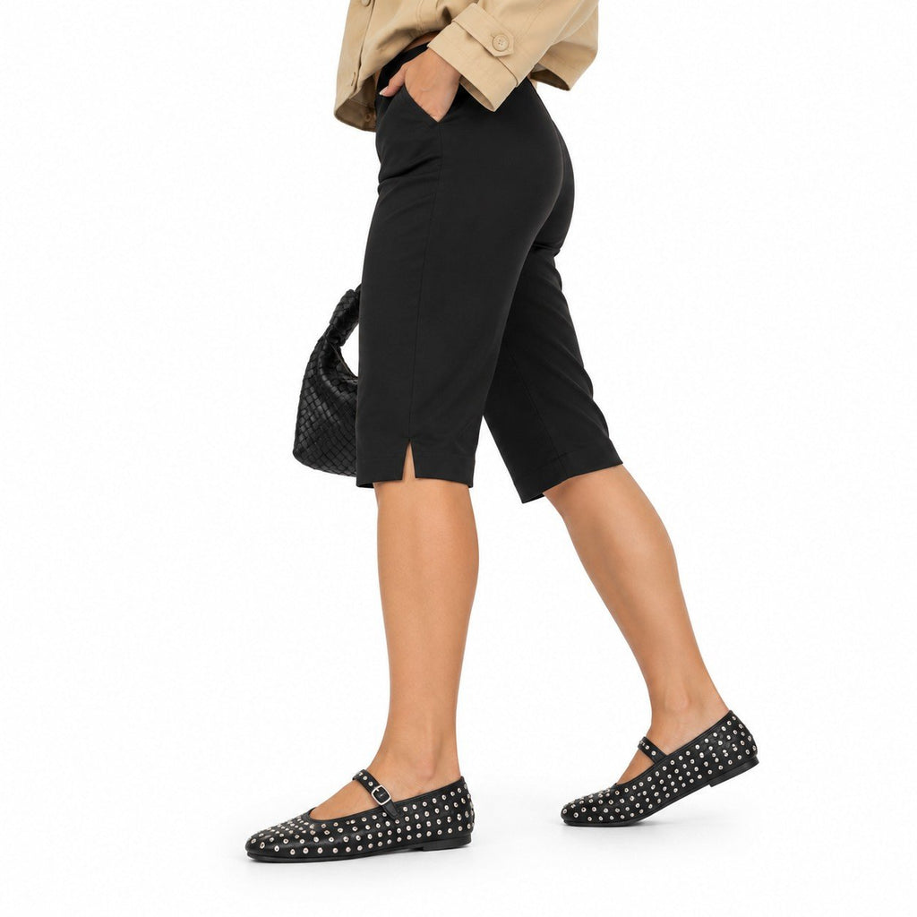 Damen Caprihose | Spandex & Nylon Stretchgewebe | Hohe Taille mit Seitenschlitzen