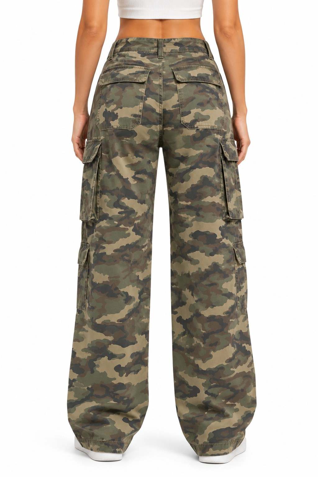 Damen Cargo-Jeans | Camouflage-Muster & Stretchbund | Regular-Fit-Design