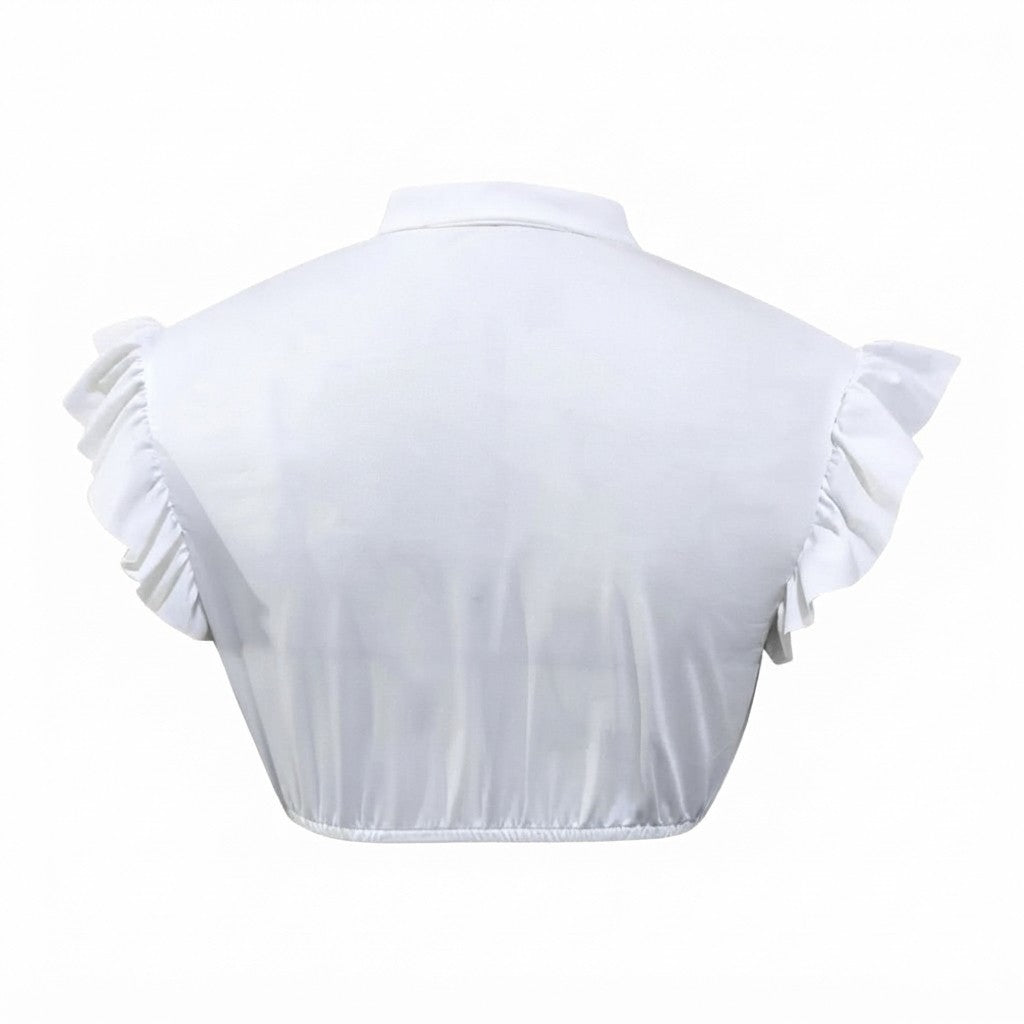 Damen Dirndl Crop Top | Baumwollmischung mit Spitze | Schnürung Vorne
