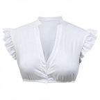 Damen Dirndl Crop Top | Baumwollmischung mit Spitze | Schnürung Vorne