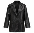 Damen Lederblazer | Reverskragen & Ein-Knopf-Verschluss | Lockere Passform