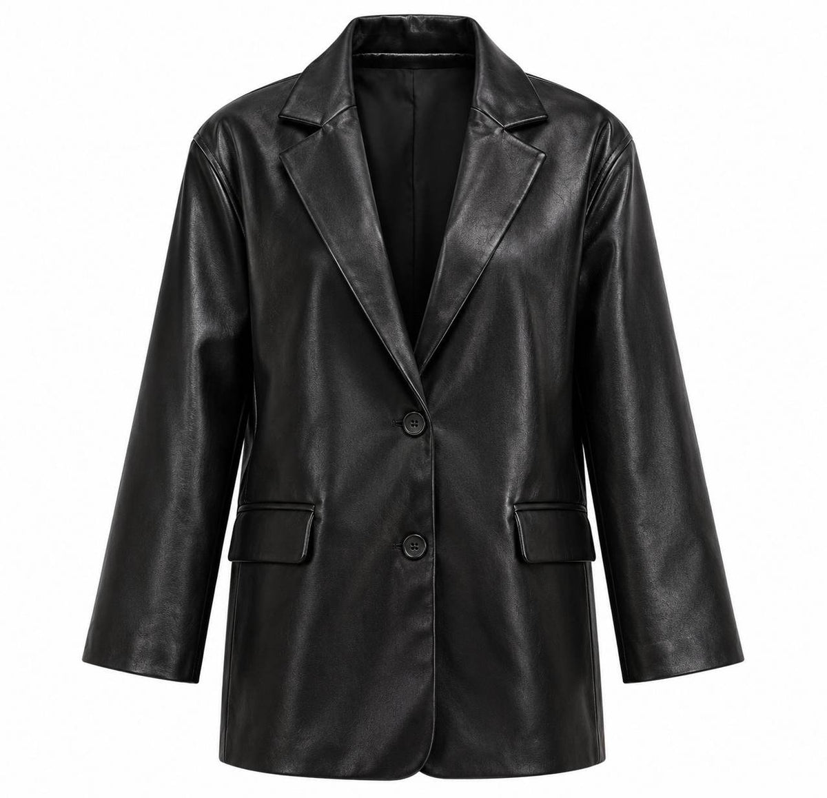 Damen Lederblazer | Reverskragen & Ein-Knopf-Verschluss | Lockere Passform